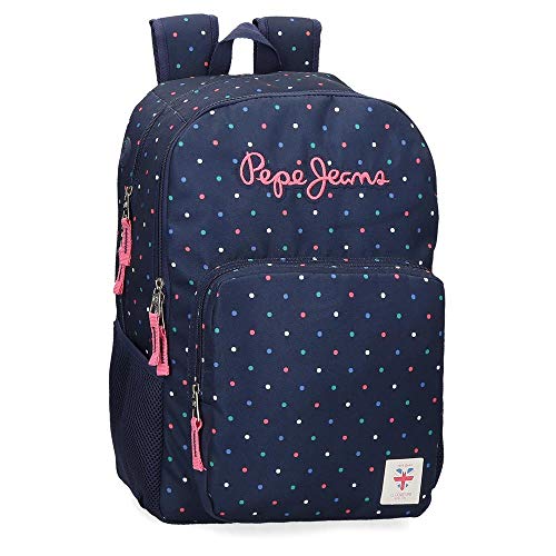 Mochila Pepe Jeans Molly Doble Cremallera, Azul, 31x46x16 cm