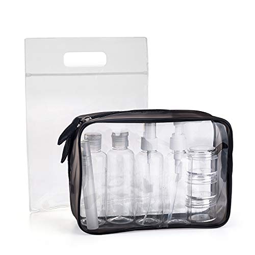 MOCOCITO Neceser Transparente con 8 Botellas de Viaje (MAX.100ml) y 1 Bolsa de Vuelo para Líquidos (20cm x 20cm,1L), Bolsa de Cosméticos Impermeable para Hombre y Mujer MOCOCITO Neceser Transparente con 8 Botellas de Viaje (MAX.100ml) y 1 Bolsa de Vuelo para Líquidos (20cm x 20cm,1L), Bolsa de Cosméticos Impermeable para Hombre y Mujer