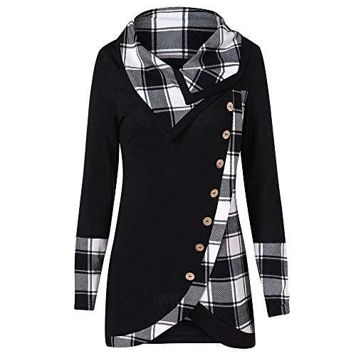 Moda de Mujer Casual a Cuadros Bufanda Escote sección Larga Manga Larga botón de Costura suéter Largo Abrigo Chaqueta de Gran tamaño riou Moda de Mujer Casual a Cuadros Bufanda Escote sección Larga Manga Larga botón de Costura suéter Largo Abrigo Chaqueta de Gran tamaño riou