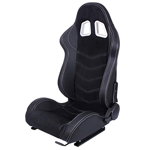 MODAUTO Asiento Deportivo Coche, Semibaquet Ajustable, de Alcantara y Cuero, con Ríeles incluidos, Conductor y Pasajero, Universal para Coche y Simulador de Conducción, Modelo N320L, Negro MODAUTO Asiento Deportivo Coche, Semibaquet Ajustable, de Alcantara y Cuero, con Ríeles incluidos, Conductor y Pasajero, Universal para Coche y Simulador de Conducción, Modelo N320L, Negro