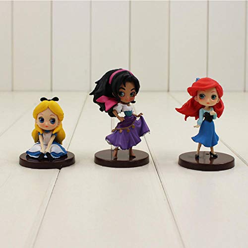 Modelo De Anime3 Unids/Lote Q Posket Princesa La Sirenita Ariel El Jorobado De Notre Dame Esmeralda PVC Figura Juguetes 9 Cm