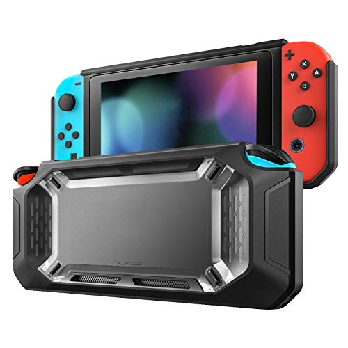 MoKo Funda Compatible con Nintendo Switch, Resistente Delgado Protector Duro Carcasa del Switch, Amortiguación y Antiarañazos para Consola Nintendo Switch y Joy con Controllers 2017 - Claro y Negro