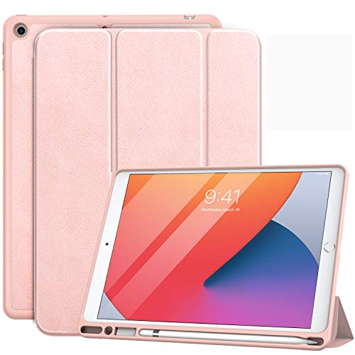MoKo Funda con Stylus Pencil Soporte para Nuevo iPad 10.2" 2020/2019, Función de Soporte Protectora Plegable (Auto Sueño/Estela) para iPad 8th Generación 2020 / iPad 7th Gen 2019 - Oro Rosa MoKo Funda con Stylus Pencil Soporte para Nuevo iPad 10.2" 2020/2019, Función de Soporte Protectora Plegable (Auto Sueño/Estela) para iPad 8th Generación 2020 / iPad 7th Gen 2019 - Oro Rosa