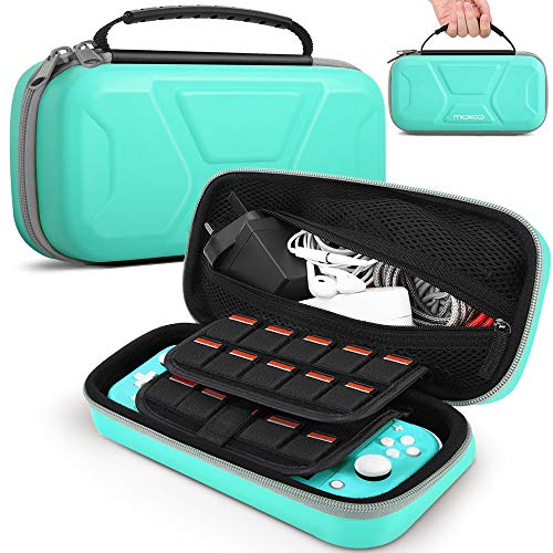 MoKo Funda de Compatible con Switch Lite, Estuche Transporte Rígido Portátil de Almacenamiento EVA con Manija, 20 Puertos para Tarjetas de Juego para Nintendo Switch Lite 2019 - Turquesa MoKo Funda de Compatible con Switch Lite, Estuche Transporte Rígido Portátil de Almacenamiento EVA con Manija, 20 Puertos para Tarjetas de Juego para Nintendo Switch Lite 2019 - Turquesa