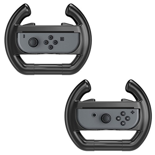 MoKo Nintendo Switch Volante - (2 Paquetes) Juegos de Carreras Manipulate Grip para Nintendo Switch Joy-con Controlador, Negro
