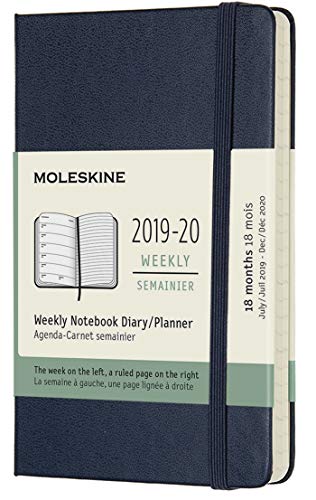 Moleskine 2019-20 Weekly - Agenda Cuaderno Semanal de 18 Meses 2019/2020, Azul Zafiro, Tamaño Pequeño 13 x 21 cm, 208 Páginas (AGENDAS 18 MOIS)