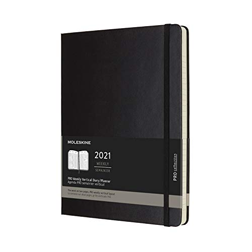 Moleskine - Agenda Semanal Profesional 2021, Agenda de 12 Meses con Disposición Vertical y Desglose Horario, Tapa Dura, Tamaño XL de 19 x 25 cm, Color Negro, 288 Páginas Moleskine - Agenda Semanal Profesional 2021, Agenda de 12 Meses con Disposición Vertical y Desglose Horario, Tapa Dura, Tamaño XL de 19 x 25 cm, Color Negro, 288 Páginas