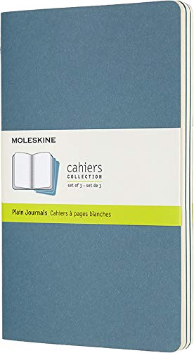 Moleskine - Cahier Journal Cuaderno de Notas, Set de 3 Cuadernos con Páginas , Tapa de Cartón y Cosido de Algodón Visible, Color Azul Teal (CAHIERS)