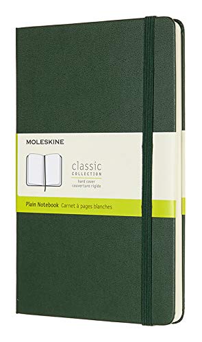 Moleskine - Cuaderno Clásico con Páginas Lisas, Tapa Dura y Goma Elástica, Color Verde Mirto, Tamaño Grande 13 x 21 cm, 240 Páginas