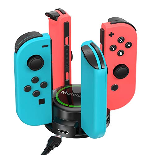 Molyhood cargador nintendo switch, Base de Carga para Nintendo Switch Joy-Con Chargers Dock con Indicador LED