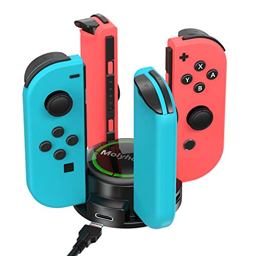 Molyhood cargador nintendo switch, Base de Carga para Nintendo Switch Joy-Con Chargers Dock con Indicador LED Molyhood cargador nintendo switch, Base de Carga para Nintendo Switch Joy-Con Chargers Dock con Indicador LED