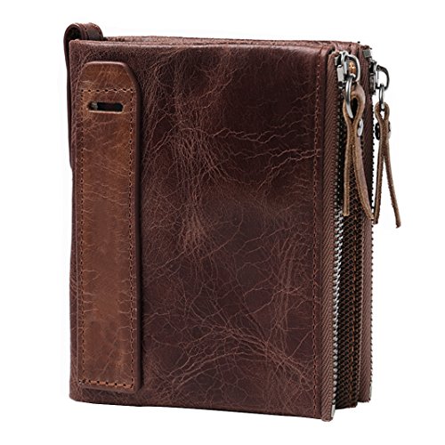 Monedero para Hombres Monedero de Cuero Grand Slim Wallet Pink Schleife® Crédito Multifuncional Monedero Diseño de Negocios Especialmente para Hombres con múltiples Ranuras para Tarjetas Marrones