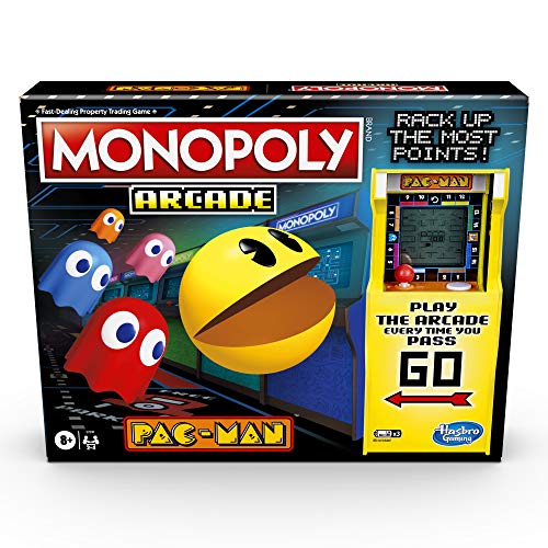 Monopoly Arcade Pac-Man Juego de Mesa Monopoly para niños de 8 años en adelante; Incluye Unidad bancaria y Arcade