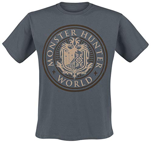 Monster Hunter World Camiseta de Hombre Logo de Juego Cotton Blue - XXL