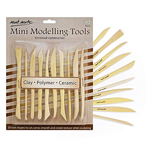 Mont Marte Herramientas Arcilla de madera - 10 herramientas de modelar de diferentes formas - Ideal para trabajar con arcilla, polimérica y cerámica - Para Principiantes, Profesionales, Artistas Mont Marte Herramientas Arcilla de madera - 10 herramientas de modelar de diferentes formas - Ideal para trabajar con arcilla, polimérica y cerámica - Para Principiantes, Profesionales, Artistas