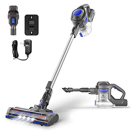 MooSoo Aspiradora Escoba sin Cable, 4 en 1 Aspirador Vertical y de Mano con Batería Extraíble 30 Minutos, Capacidad 1.3L, Luz LED, para Alfombras, Mascotas, Sofá y Coche, X6 MooSoo Aspiradora Escoba sin Cable, 4 en 1 Aspirador Vertical y de Mano con Batería Extraíble 30 Minutos, Capacidad 1.3L, Luz LED, para Alfombras, Mascotas, Sofá y Coche, X6