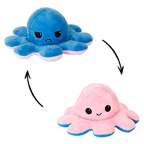 MORANGO Pulpo Peluche Reversible, Juguetes de Muñeca de Pulpo de Doble Cara Muñeco de Peluche de Pulpo Reversible Regalos de Juguetes Creativos (Azul-Rosa)