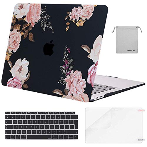 MOSISO Funda Dura Compatible con 2020 2019 2018 MacBook Air 13 A2337 M1 A1932 A2179, Plástico Carcasa Rígida & Cubierta de Teclado & Protector de Pantalla & Bolsa de Accesorios, Flor de Peonía