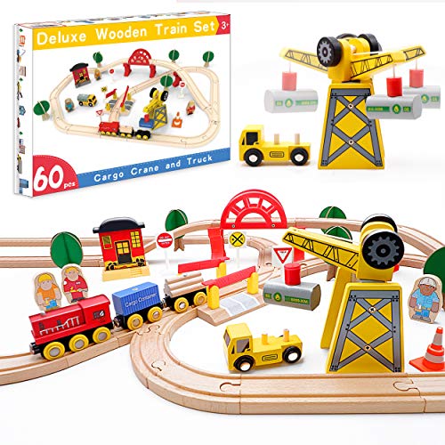 Motor del Tren y Pista de Madera, 60 pcs Motor del Tren y Pista de Madera, 60 pcs