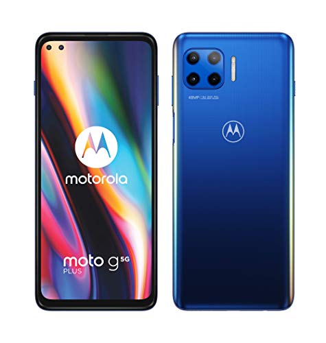 Motorola Moto G 5G Plus - Smartphone de 6.7" (5G FHD+, procesador Qualcomm Snapdragon SD765, sistema de 4 cámaras de 48 MP, batería de 5000 mAH, Dual SIM, 6/128 GB, Android 10), Azul