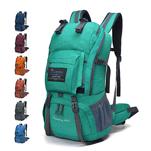 MOUNTAINTOP Mochila de Senderismo 40 litros Impermeable Mochila Trekking Mochila al Aire Libre Escalada Deporte Viajes Acampadas con Cubierta de Lluvia 35 x 16 x 51cm Verde