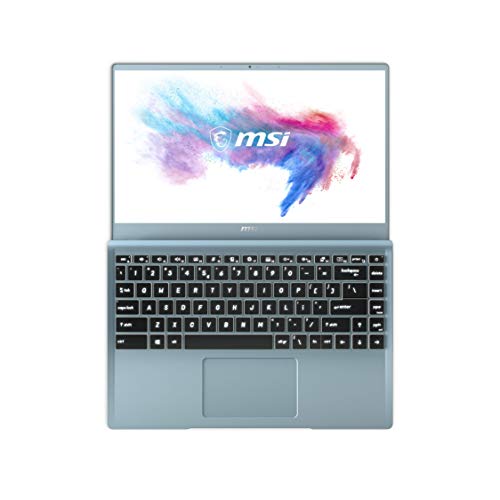 MSI Modern 14 B10RBSW-064XES - Ordenador portátil Ultrafino de 14" FullHD (Intel Core i7-10510U, 16GB RAM, 512GB SSD, Nvidia MX350-2GB, Sin sistema operativo) azul - Teclado QWERTY Español