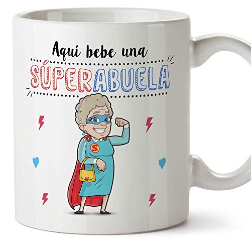 MUGFFINS Taza Abuela - Aquí Bebe una Super Abuela - La Mejor Taza Desayuno del Mundo - Taza Desayuno/Idea Regalo Original/Día de la Madre para Abuel MUGFFINS Taza Abuela - Aquí Bebe una Super Abuela - La Mejor Taza Desayuno del Mundo - Taza Desayuno/Idea Regalo Original/Día de la Madre para Abuel