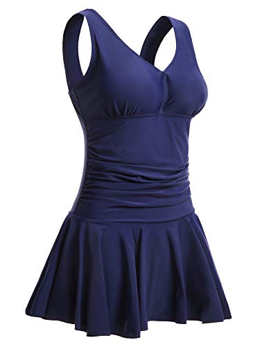 Mujer Bañador con Falda Traje de Baño de Una Pieza de Talla Grande Impresión Elegante Sexy Push Up Monokini Azul Oscuro XXX-Large 50-52 EU Mujer Bañador con Falda Traje de Baño de Una Pieza de Talla Grande Impresión Elegante Sexy Push Up Monokini Azul Oscuro XXX-Large 50-52 EU