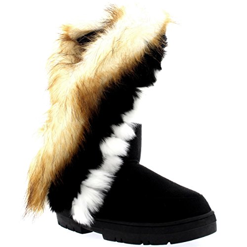 Mujer De Altura Conejo Borla Forrada De Piel Invierno Nieve Lluvia Bota - BLA37 - AEA0397 Mujer De Altura Conejo Borla Forrada De Piel Invierno Nieve Lluvia Bota - BLA37 - AEA0397