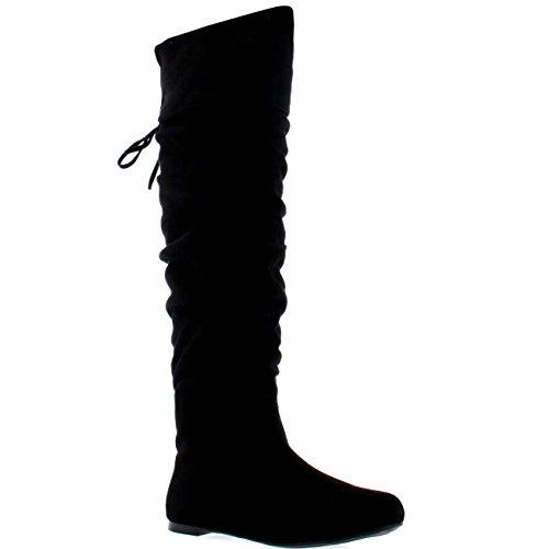 Mujer Equitación Muslo Invierno Biker Zapatos Moda Alto Pirata Botas - Negro Suede - UK6/EU39 - KL0043I Mujer Equitación Muslo Invierno Biker Zapatos Moda Alto Pirata Botas - Negro Suede - UK6/EU39 - KL0043I