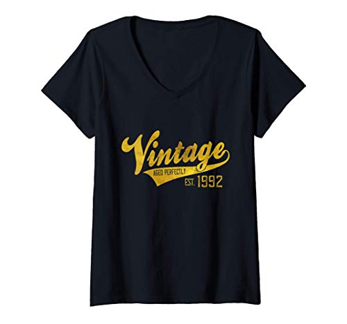 Mujer Vintage Est 1992 Envejecido 29 años Bday 29 Cumpleaños Camiseta Cuello V Mujer Vintage Est 1992 Envejecido 29 años Bday 29 Cumpleaños Camiseta Cuello V