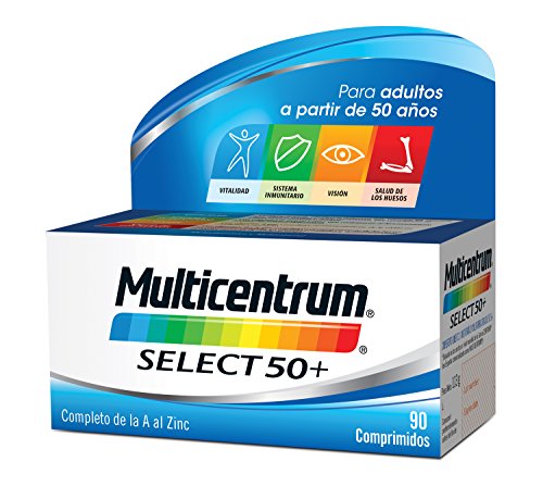 Multicentrum Select 50+, Complemento Alimenticio con 13 Vitaminas y 11 Minerales, para Adultos a partir de los 50 años - 90 Comprimidos Multicentrum Select 50+, Complemento Alimenticio con 13 Vitaminas y 11 Minerales, para Adultos a partir de los 50 años - 90 Comprimidos