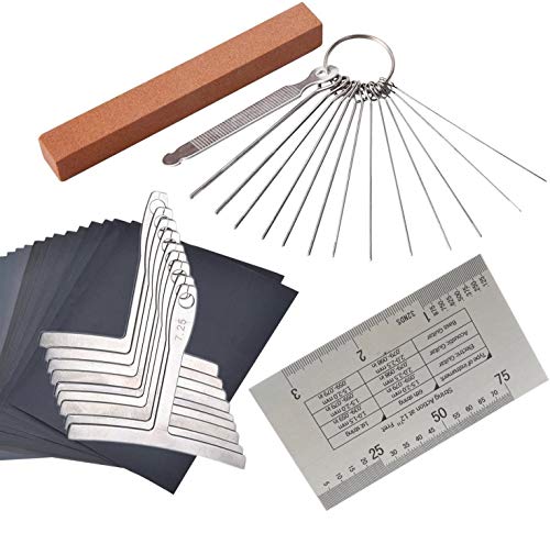 Multifunción String Action Regla, 9 Undertring Fretboard Guitar Radius Gauge, 13 Acero inoxidable Limas de agujas Kit de piedra de esmerilado 6 Papeles de lija para bajos acústicos eléctricos Multifunción String Action Regla, 9 Undertring Fretboard Guitar Radius Gauge, 13 Acero inoxidable Limas de agujas Kit de piedra de esmerilado 6 Papeles de lija para bajos acústicos eléctricos