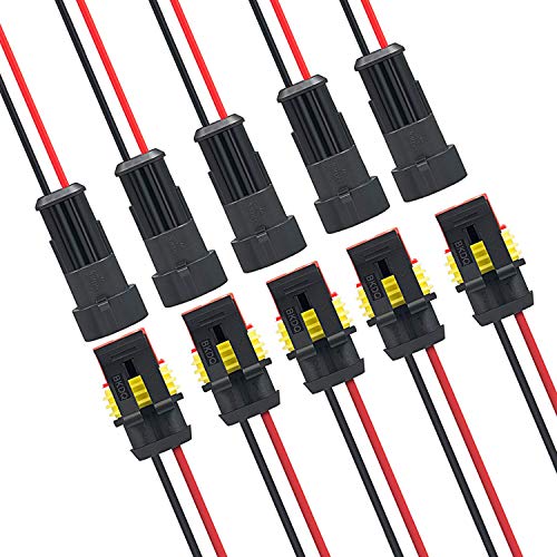MWOHN Conector de Cable Enchufe Impermeable, 10 Juegos 2 Pines Conector Rápido con Cable Eléctrico, para Coche, Barco, Moto y Quad MWOHN Conector de Cable Enchufe Impermeable, 10 Juegos 2 Pines Conector Rápido con Cable Eléctrico, para Coche, Barco, Moto y Quad
