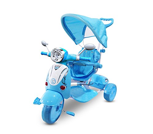 MWS LT 854 Triciclo con Pedales para bebés con 3 Canciones integradas en Capota (Azul Oscuro)