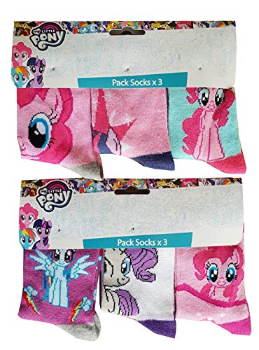 My Little Pony Horses Calcetines con motivos coloridos (rosa, morado, blanco, turquesa) con Twilight Sparkle, Rainbow Dash, Rarity y Pinkie Pie, para niñas (27/30)