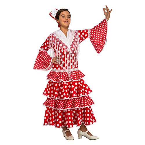 My Other Me Me-203845 Disfraz de flamenca Sevilla para niña, color rojo, 7-9 años (Viving Costumes 203845)