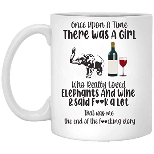N\A Érase una Vez una Chica Que Realmente amaba a los Elefantes y a la Taza de Vino Blanco 01_33 MUG 11oz