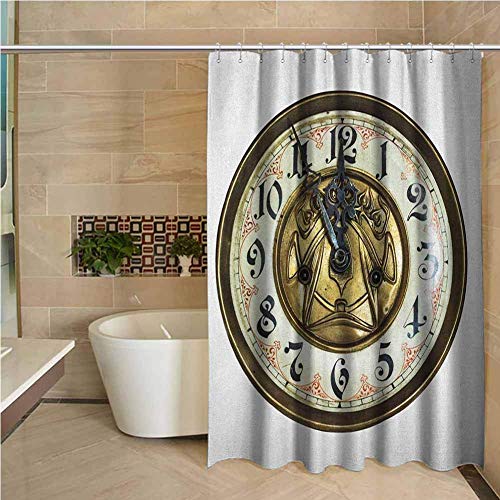 N\A Reloj de Cortina de Ducha Vintage Tema Antiguo un Reloj Vintage con una Cara en él Patrón de diseño Moderno y Elegante Oro y Blanco N\A Reloj de Cortina de Ducha Vintage Tema Antiguo un Reloj Vintage con una Cara en él Patrón de diseño Moderno y Elegante Oro y Blanco