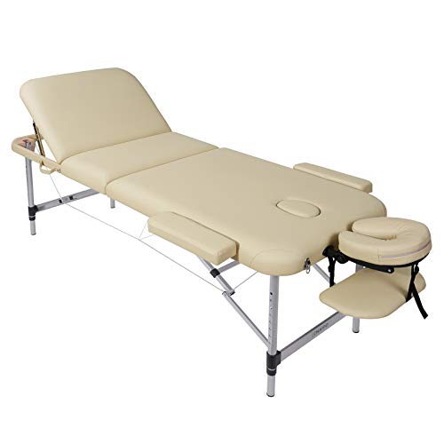 Naipo Camilla Masaje Plegable, Mesa Masaje Portatil, 3 Secciones, Altura Ajustable Patas de Aluminio, 5cm Espuma, Bolsa de Transporte, Beige (pesa 14.5 kg carga hasta 270kg) Naipo Camilla Masaje Plegable, Mesa Masaje Portatil, 3 Secciones, Altura Ajustable Patas de Aluminio, 5cm Espuma, Bolsa de Transporte, Beige (pesa 14.5 kg carga hasta 270kg)