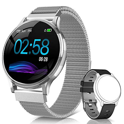 NAIXUES Smartwatch, Reloj Inteligente IP67 Pulsera Actividad Inteligente con Pulsómetro, Monitor de Sueño, Podómetro, Calorías Mujer Hombre para iOS y Android (Plata)
