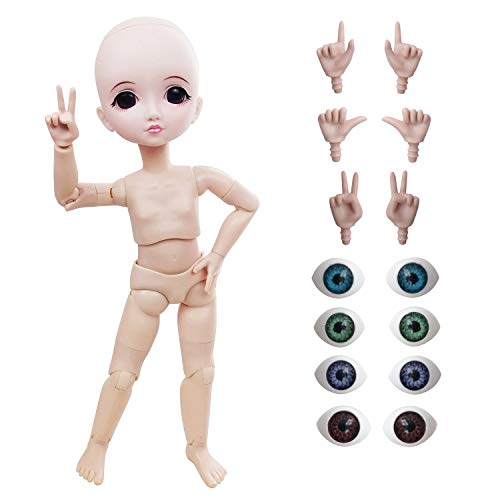Naked 1/6 BJD Doll,29cm 11inch Ball Jointed Dolls +Basic Makeup + 5 Colors Eyes + Different Hands,Free to Change,bjd puppe