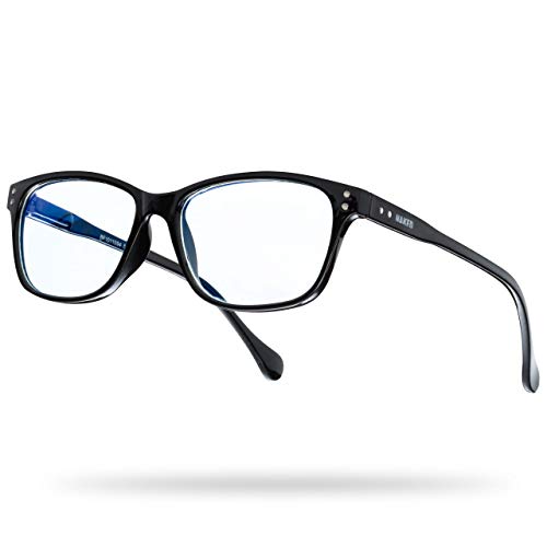 NAKED Optics® Gafas con filtro de luz azul para hombre y mujer, gafas con filtro azul como gafas de pantalla, gafas para videojuegos, sin graduación. Ace Black M