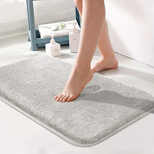 Nanrui Alfombra de Baño Antideslizante, Alfombra de Baño Ultra Absorbente puede Lavar a Máquina, Alfombra de Ducha de Microfibra Ultra Suave (50x80cm) (Gris Claro)