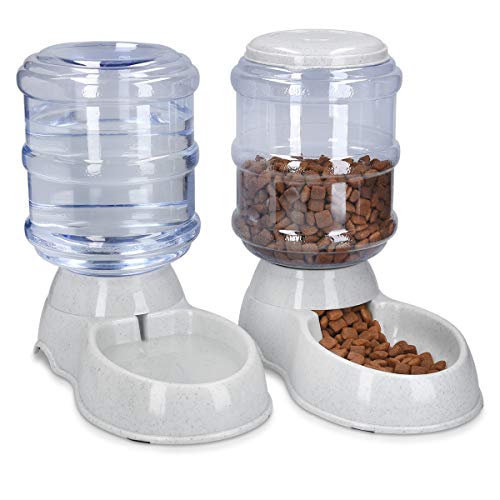 Navaris Dispensador automático de Comida y Agua - Comedero y Bebedero para Perros Gatos Animales - Dispensadores de pienso para Mascotas - 3.8 L c/u Navaris Dispensador automático de Comida y Agua - Comedero y Bebedero para Perros Gatos Animales - Dispensadores de pienso para Mascotas - 3.8 L c/u
