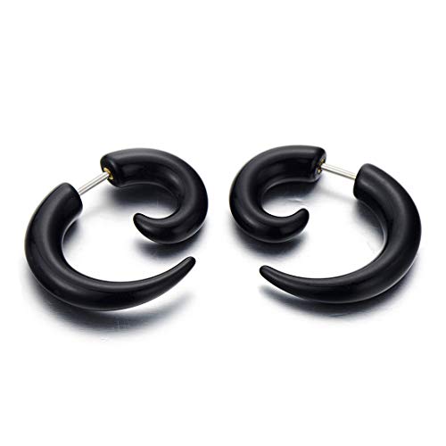 Negro Garra Cuerno Enchufe Falso Fake Plug, Pendientes de Hombre Mujer, Aretes, 2 Piezas