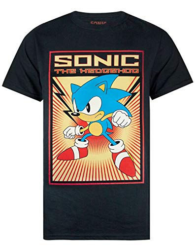Negro Sonic el Erizo de la Propaganda impresión de los Hombres de la Camiseta