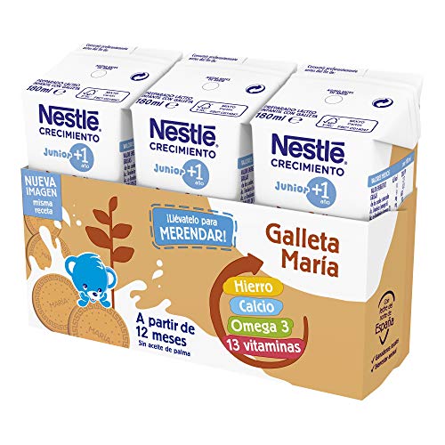 Nestlé Junior Junior Crecimiento 1 + Galleta María A Partir De 1 Año 4530 g - Pack de 24 bricks de 180 ml