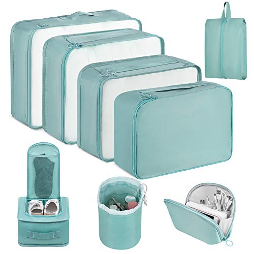 Newdora 8 en 1 Set de Organizador de Equipaje Viaje con Bolsa de Zapato,Impermeable Organizador de Maleta Bolsa para Ropa Sucia de Viaje, Portatrajes de Viaje, Material Nylon Newdora 8 en 1 Set de Organizador de Equipaje Viaje con Bolsa de Zapato,Impermeable Organizador de Maleta Bolsa para Ropa Sucia de Viaje, Portatrajes de Viaje, Material Nylon