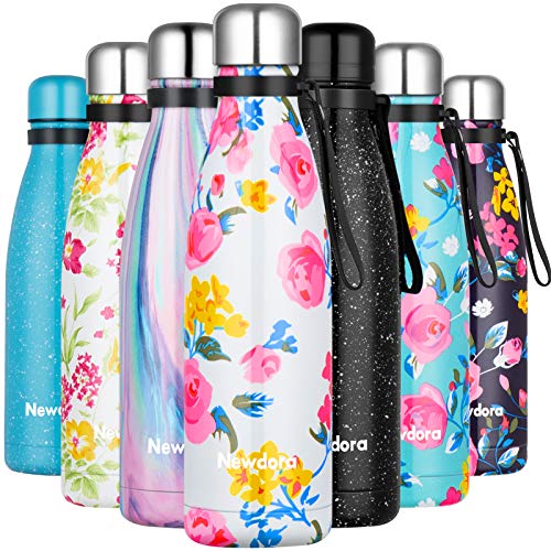 Newdora Botella de Agua Deportiva de Acero Inoxidable, Cantimplora Termo con Doble Aislamiento para 12 Horas de Bebida Caliente y 24 Horas de Bebida Fría, 500ML, Flores Blancas Newdora Botella de Agua Deportiva de Acero Inoxidable, Cantimplora Termo con Doble Aislamiento para 12 Horas de Bebida Caliente y 24 Horas de Bebida Fría, 500ML, Flores Blancas